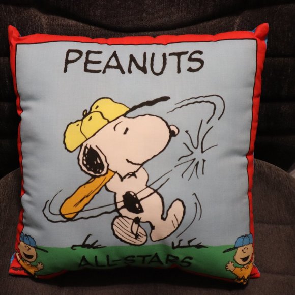 Peanuts All-Stars Snoopy Playing Baseball With Charlie Brown In Corners PILLOW - Picture 2 of 3
